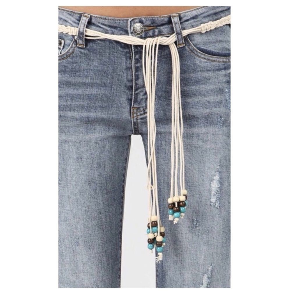 NATURAL Twisted Knot Bead Detail Leatherette Belt - Picture 6 of 7